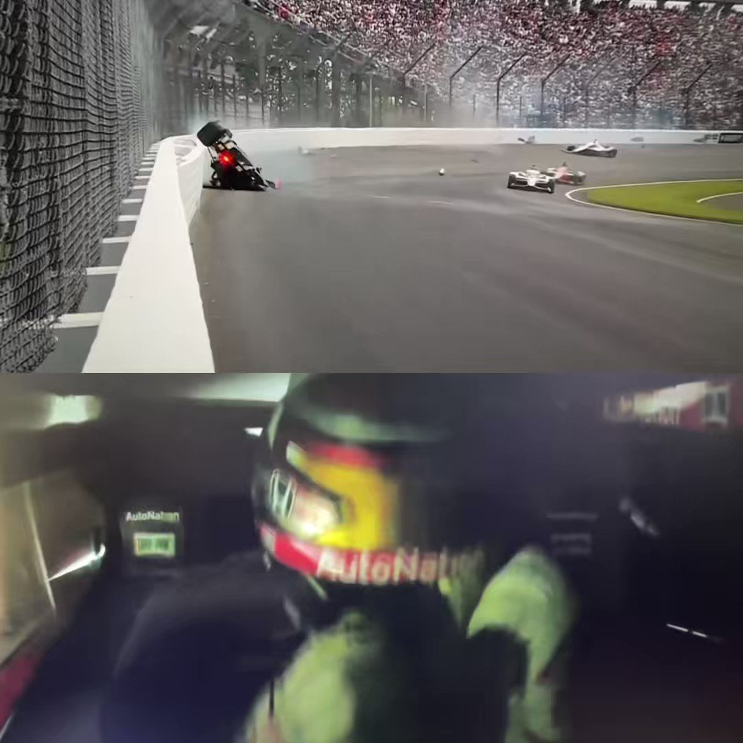 This is WILD. Watch Kyle Kirkwood inside his car as it’s upside down sliding down the track. Grateful for the security innovation in motorsport 🙏