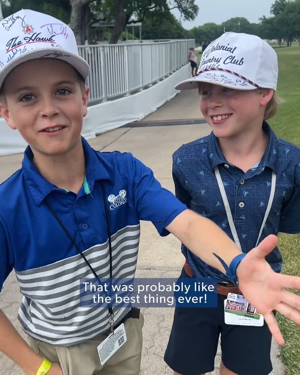This is everything 🥹 Emiliano Grillo gave Peyton and Sutton the experience of a lifetime while he was preparing for a playoff Charles Schwab Challenge.