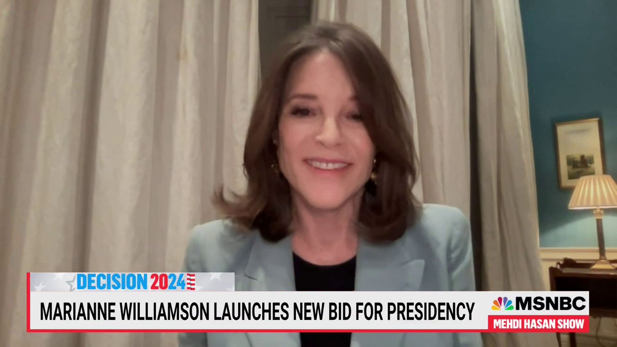 .@MehdiRHasan: "You can't win a Democratic presidential primary, you're essentially a spoiler candidate." Marianne Williamson: "Isn't that what people said about Donald Trump? I will win if people vote for me."