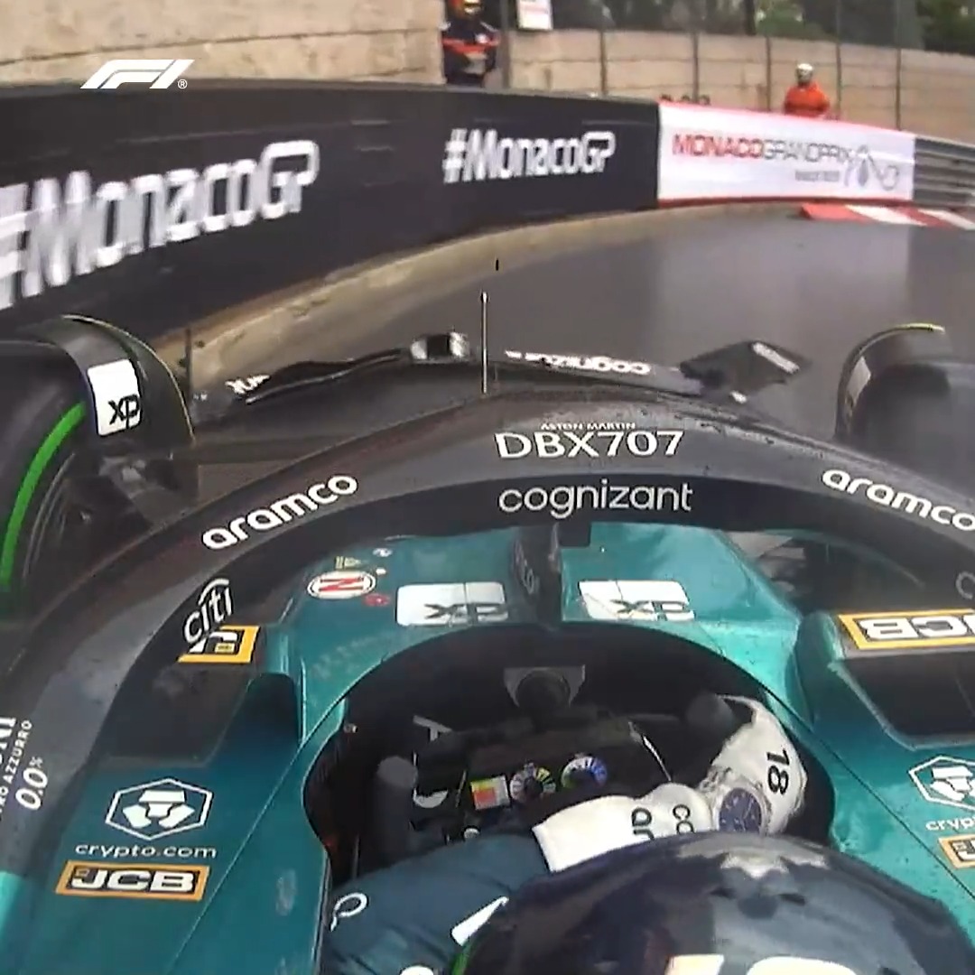 Lance Stroll's Sunday comes to bumpy end at the hairpin 😖 #MonacoGP #F1