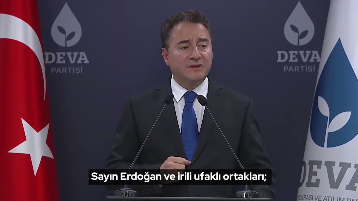 Ali Babacan: "Sayın Erdoğan ve irili ufaklı ortakları; bu ülkeyi maalesef yönetemeyecek. Çünkü, işi bilen, çalışkan, hakperest, dürüst kadroları yok. Üzülerek söylüyorum, her alanda kötüye gidişin devamını göreceğiz. Ve biz buradayız. Her yanlışa dur diyecek kadar güçlüyüz."