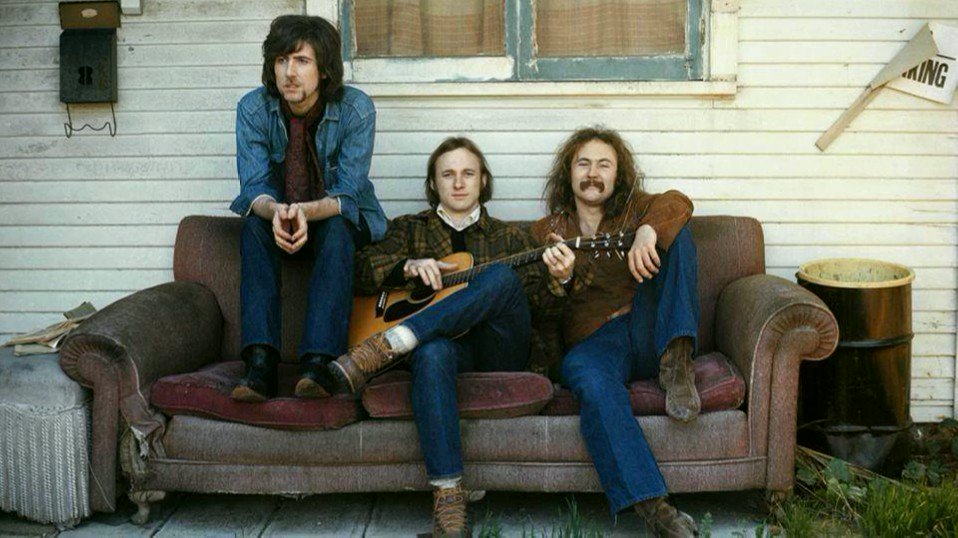 "After taking the picture on the couch, they actually named themselves Crosby, Stills &amp; Nash but in the picture it's Nash, Stills &amp; Crosby. So we went back to Palm Avenue days later to retake the picture &amp; the house was gone. It was just a pile of timber in the back." Henry Diltz