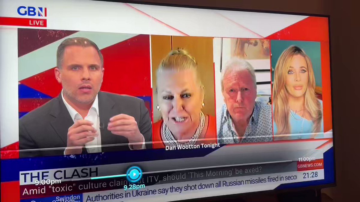 Kim Woodburn just called Holly Willoughby a “little bitch” on GB News while Dan Wootton laughed along. This is meant to be a fucking news channel. Dan Wootton is a nasty piece of work. His level of obsession over the likes of Harry, Meghan and Schofield is dangerous. Ofcom?