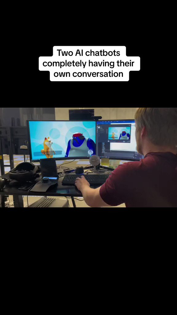 Two AI characters having their own convo This is cutting edge. Fade at your own risk AMGI Studios My Pet Hooligan Doge Pound 🐶 are the Alpha