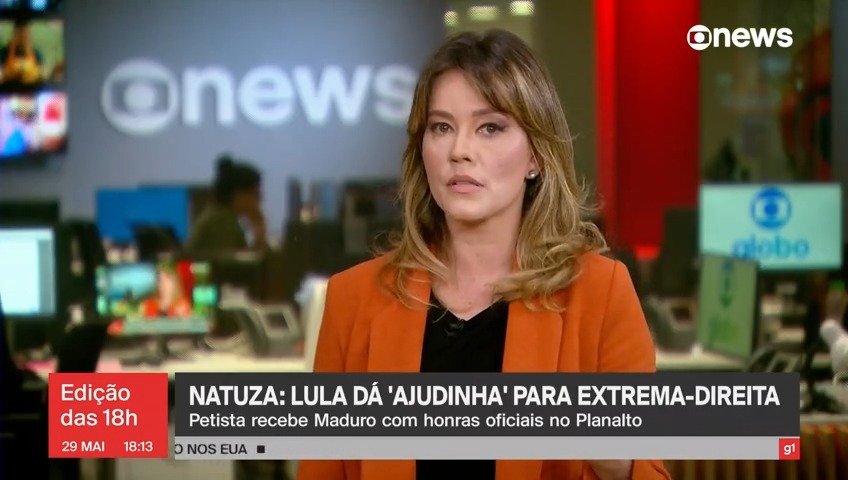 . Natuza Nery, sobre recepção de Lula a Maduro: “Alguém que se elegeu e que sofreu uma tentativa de golpe de Estado, como foi o 8 de janeiro, não pode bater palma para ditador dançar”. ➡ Assista ao #Edição18 com Cesar Tralli: #GloboNews