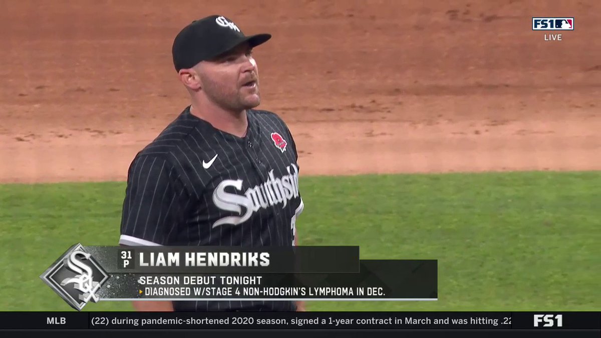 HERE HE COMES 💚 Less than 5 months after being diagnosed with cancer, Liam Hendriks is back on the mound for the White Sox 🙌