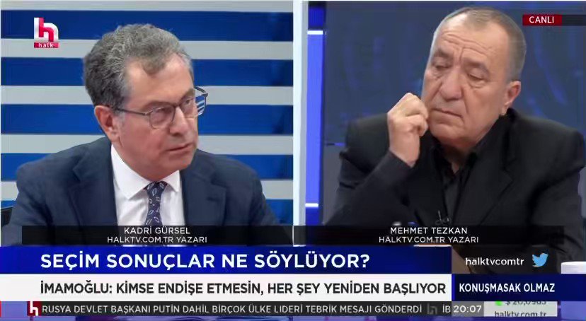 ⚡️Kadri Gürsel’e göre suçlular: Akşener ve İmamoğlu… 🔹Akşener’in çok büyük hatası var. Hata ararken Akşener’in hatasını teslim etmek lazım. 🔹İmamoğlu ortak aday olmak için üstü kapalı bir kampanya yürüttü. 🔹Kılıçdaroğlu kazanamayacak aday olsa %48 alamazdı. Kazanacak aday söylemi başından itibaren yanlıştı.