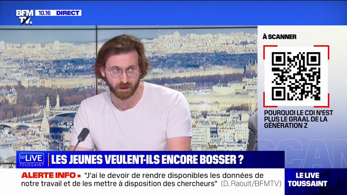 💬 "Il y a beaucoup de jeunes qui veulent trouver un sens à ce qu'ils font" Thomas, jeune diplômé d'une école d'ingénieur, est au chômage volontairement, en recherche de "quelque chose qui [l]'anime vraiment"