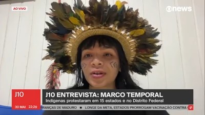 Txai Suruí: “É um genocídio legislado. As pessoas que votaram pela PL 490 vão ter que explicar no futuro, (...) para as próximas gerações, o porquê de continuarem com essa necropolítica”. ➡ Assista ao #J10 com @AlineMidlej: #GloboNews
