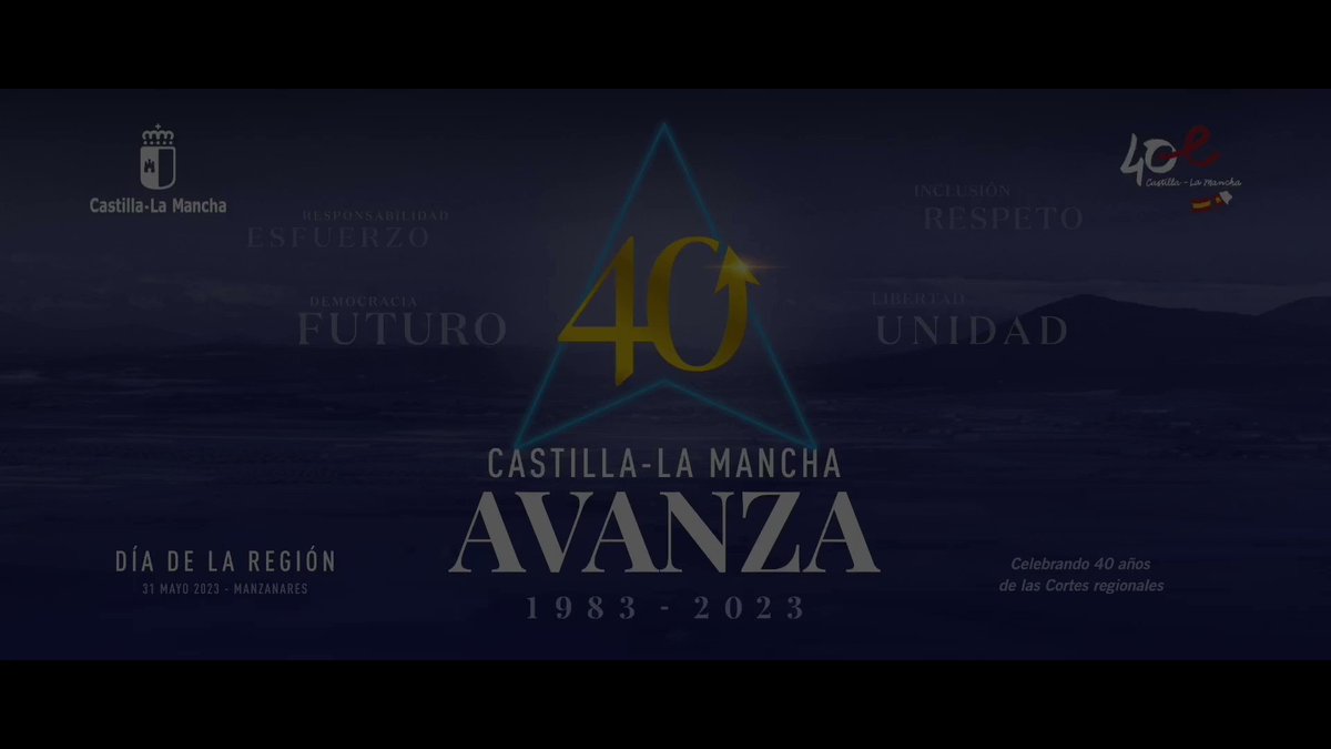 Cumplimos 40 años de la constitución de las Cortes de #CastillaLaMancha. Años de esfuerzo colectivo, de unión y de autoestima que han dado como fruto el progreso de nuestra tierra. Hoy somos una región más fuerte que avanza y mira hacia el futuro. Feliz Día de Castilla-La Mancha.