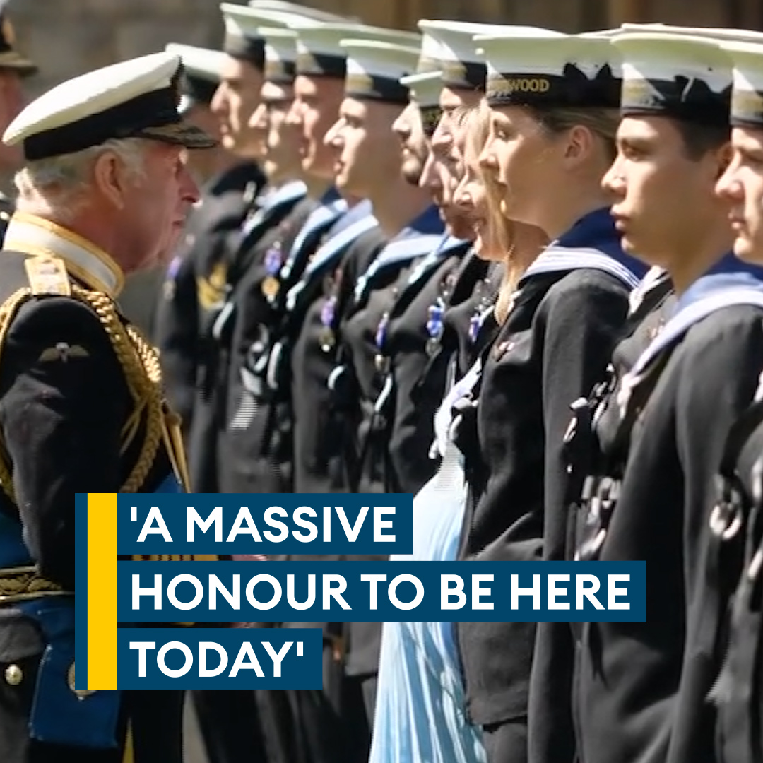 King Charles honours sailors and officers who played a vital role in the late Queen's funeral procession 🎖️ The King presented medals to around 150 Royal Navy personnel at Windsor Castle. Find out more 👉