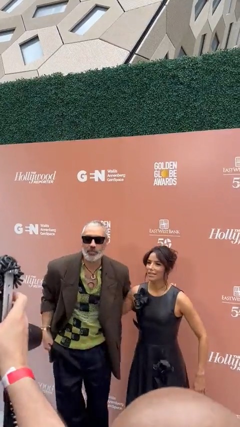 THR's #RaisingOurVoices keynote speaker Taika Waititi and Trailblazers award honoree Eva Longoria Baston take the carpet together at the gala event at Wallis Annenberg GenSpace
