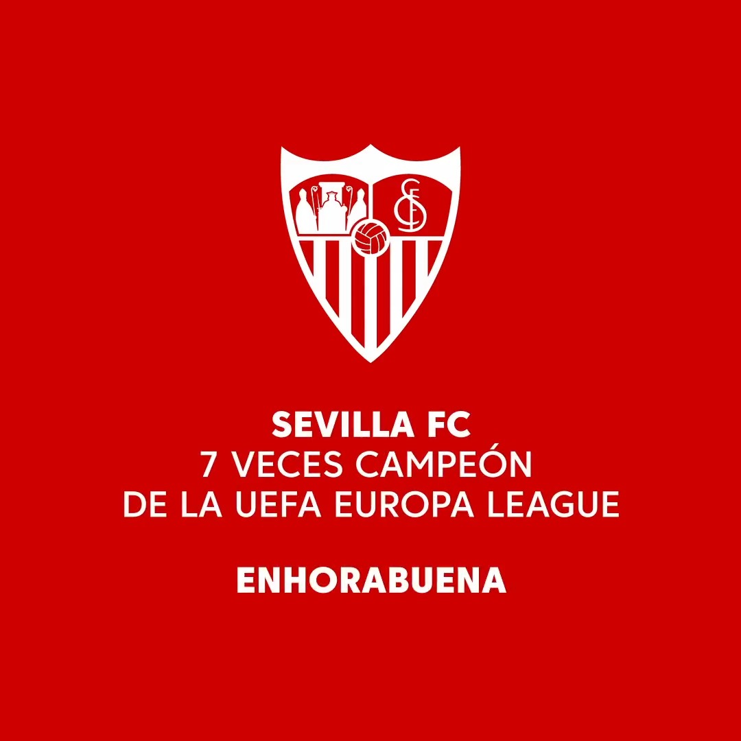 🏆 ¡𝟳𝗘𝗩𝗜𝗟𝗟𝗔! 🏆 ❤🌟 ¡El Sevilla Fútbol Club se proclama campeón de la UEFA Europa League por SÉPTIMA VEZ! 👏👏 ¡FELICIDADES, familia sevillista! 👏👏 #LaLigaSantander