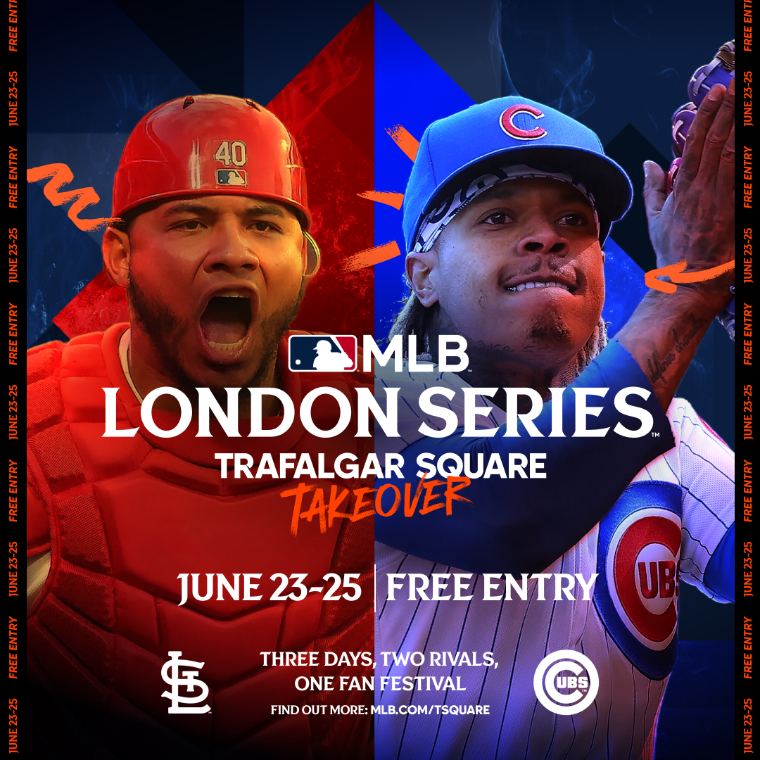 🇬🇧 MLB London Series Trafalgar Square Takeover In celebration of the #LondonSeries, be part of MLB's three-day fan festival in one of the capital’s most iconic locations 🗓 June 23 to 25 🎟 Free admission, no ticket required Who's gonna be there? St. Louis Cardinals | Chicago Cubs
