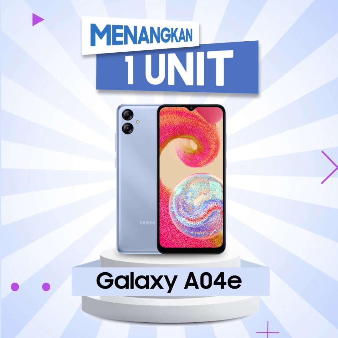 Pengguna Galaxy J, sini merapat! MENANGKAN 1 unit #GalaxyA04e nih khusus untuk kamu!🥳 Reply tweet ini dengan ceritain momen serumu pakai Galaxy J sebelum upgrade ke Galaxy A04e dengan hashtag #ThankYouGalaxyJ #GalaxyA04e & #PastiAwesomeDuluan Yuk ikutan sebelum 14 Juni 2023