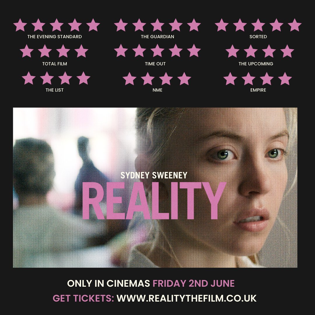 ★★★★★ 'An amazing piece of work' The Guardian Reality, starring Sydney Sweeney, plays from today at BFI Southbank.