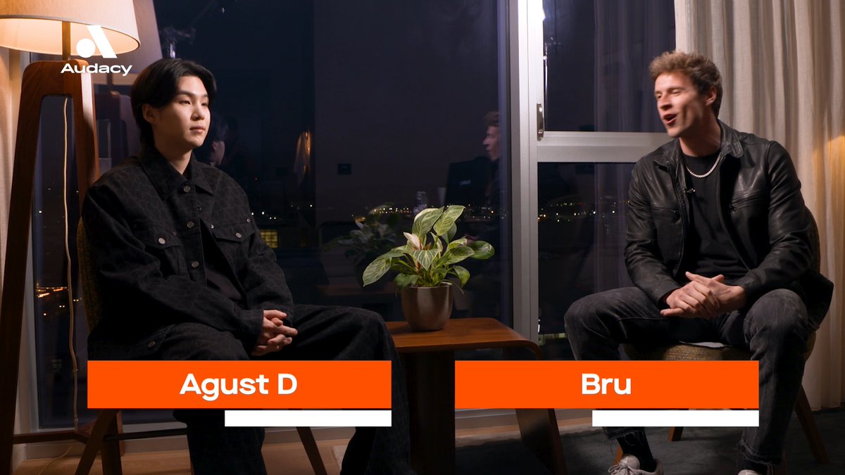 The premiere of #AudacyCheckIn with BTS_official's SUGA | Agust D, hosted by Bru, is happening now! Watch the full video 💜 💜