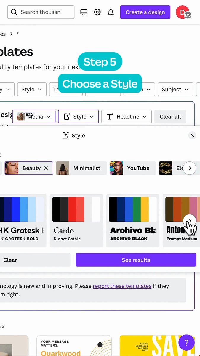 If you want to visualize your idea using a photo, Magic Design can help. Here’s how: Step 1: Upload an image Step 2: Select a style Step 3: Choose from the selection of personalized templates made for you Step 4: Customize and share your new design #Canva #CanvaTip #MagicDesign