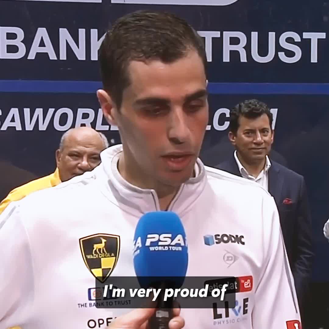 🗣 "I’m happy I’m at the back end of my career because I don’t want to battle it out with him for many years!” Ali Farag speak to SQUASHTV after defeating Mostafa Asal in the ElGouna Squash final 🏆 #ElGounaSquash