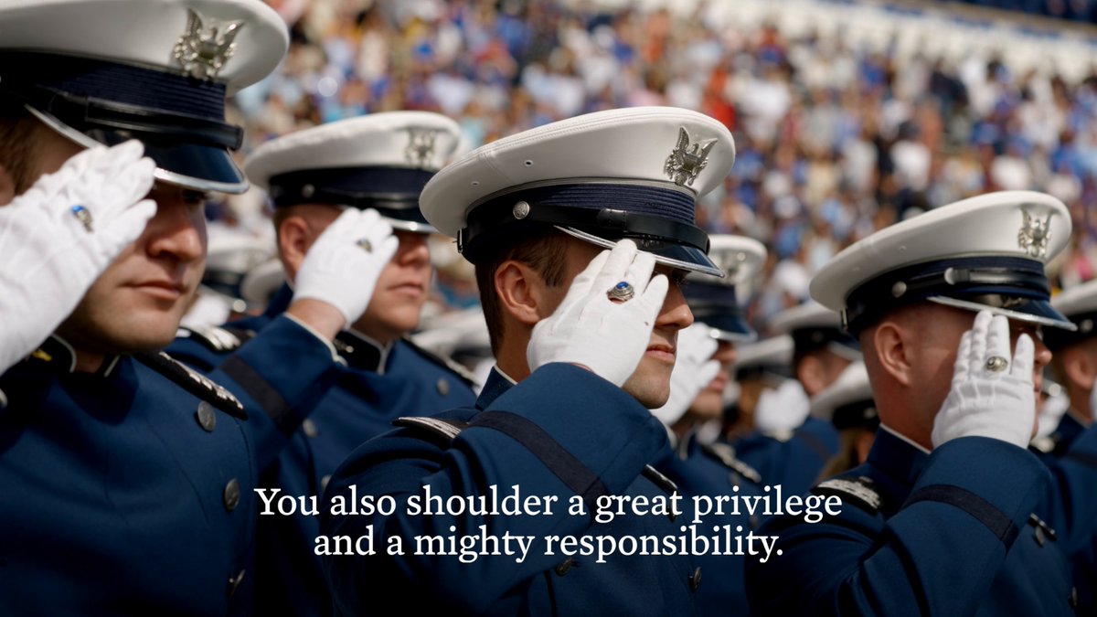 Congratulations to the United States Air Force Academy Class of 2023. May the Lord guard and guide the ones who fly through the great spaces of the sky. And may God protect all those who wear the uniform of the United States of America.