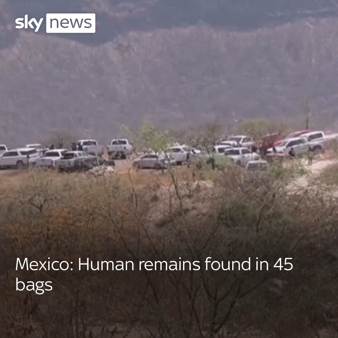 Forty-five bags containing human remains have been found in a gorge on the outskirts of Guadalajara, Mexico
