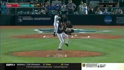 WHAT. A. CATCH!! 🤯 GAME OVER! #RoadToOmaha x 🎥 ESPN+ / RiderBaseball