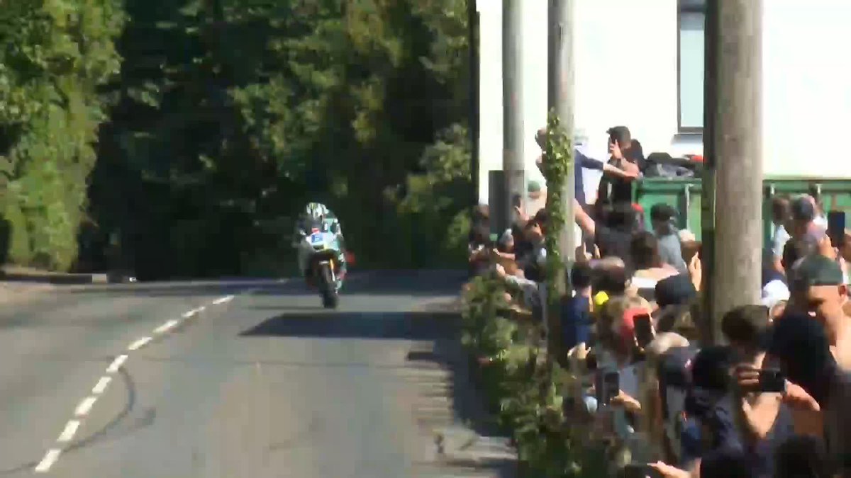 Dunlop absolutely pinned through Gorse Lea, not even shifting from the tuck 😍 #TT2023