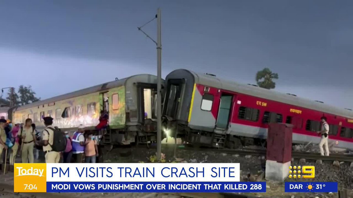 India's Prime Minister vows punishment to those responsible over the horrific train crash incident. Jonathan Kearsley #9News