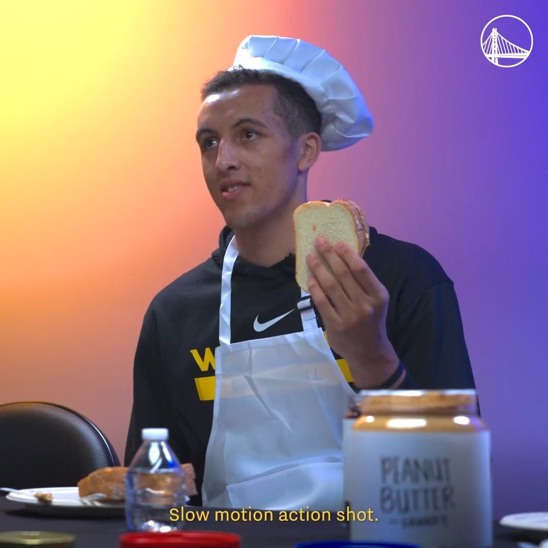 That time PBJ tried his first PB&amp;J 👀 #DubsPlayerDay