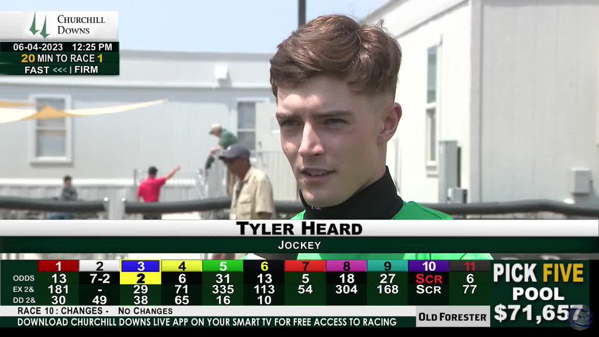 .@kaitlinefree talks to Tyler Heard ahead of R1 at Churchill Downs, who has been riding in the United States for about 6 months now. 🏇 @_kylehampton_ #JockTalk 🎙️