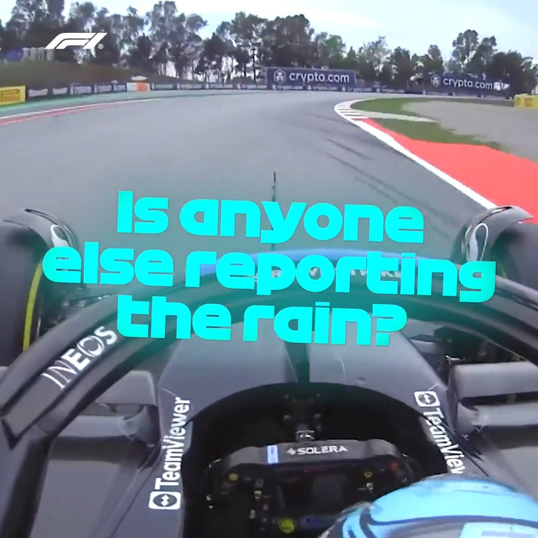The rain in Spain falls mainly inside George's helmet 😅 #SpanishGP #F1