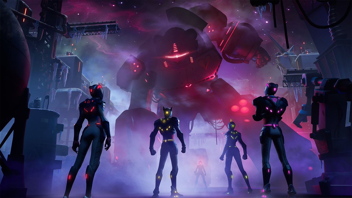 Hoje faz 1 ano do evento ao vivo COLISÃO no Fortnite 🤖 Aconteceu no final do Capítulo 3: Temporada 2, marcando uma guerra entre Os Sete e a Ordem Imaginária, com o objetivo de salvar o Ponto Zero e destruir o Colisor da Slone, para isso tínhamos o robô Comandante da Força Mech.
