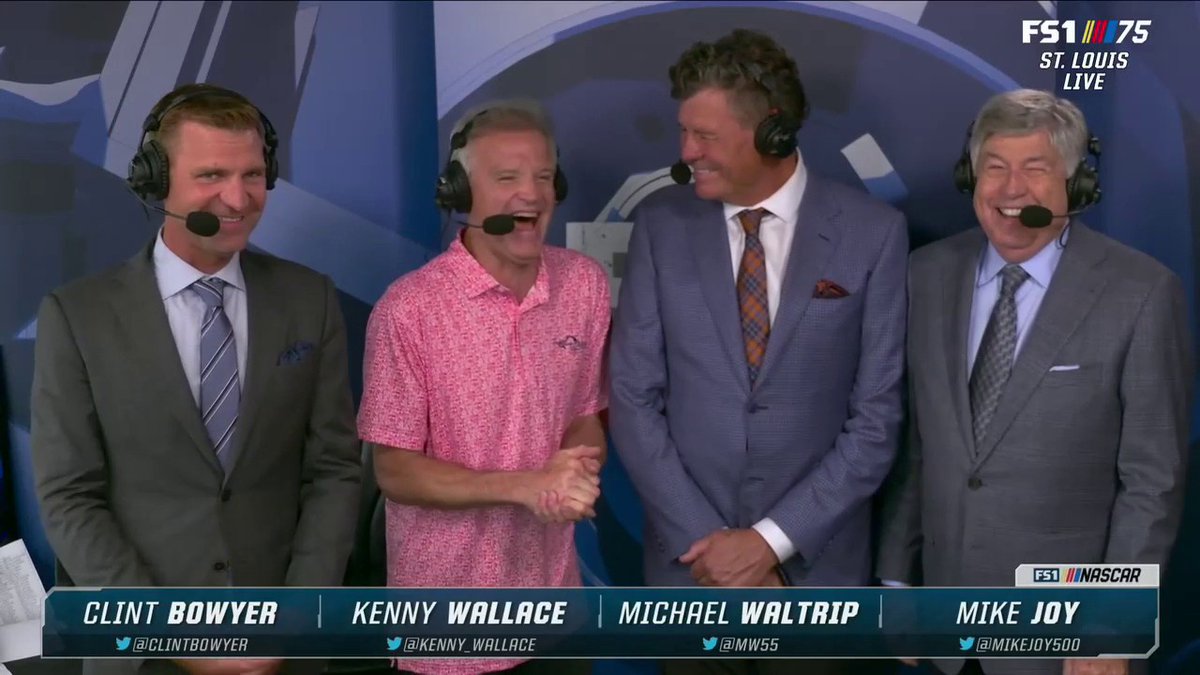 THE HERMANATOR IS BACK. Kenny Wallace is in the FS1 booth with Michael Waltrip, Clint Bowyer and Mike Joy!