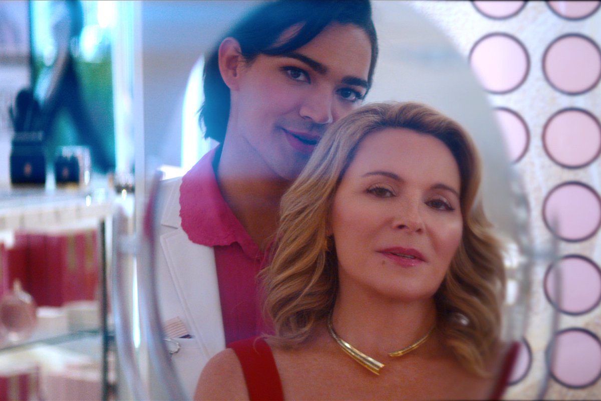 Marco Mejia just landed the dream job: working for legendary makeup mogul Madolyn Addison. Miss Benny and Kim Cattrall star in Glamorous, premiering June 22.