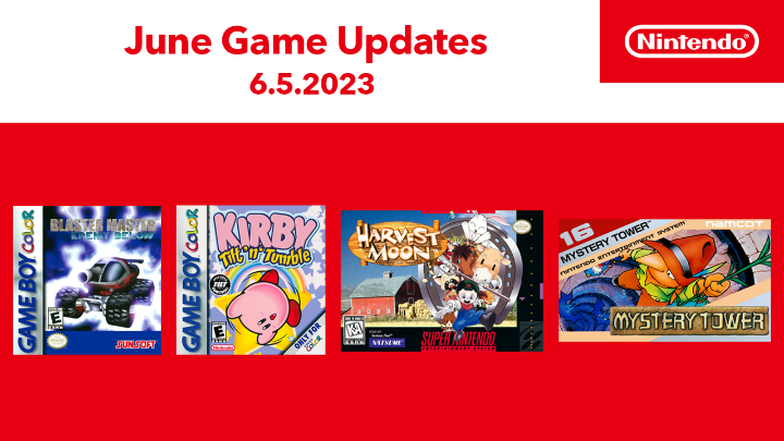 Four classic games are now live for #NintendoSwitchOnline members! #NES – Nintendo Switch Online: ☑️ Mystery Tower #SuperNES – Nintendo Switch Online: ☑️ Harvest Moon #GameBoy – Nintendo Switch Online: ☑️ Kirby Tilt 'n' Tumble ☑️ Blaster Master: Enemy Below