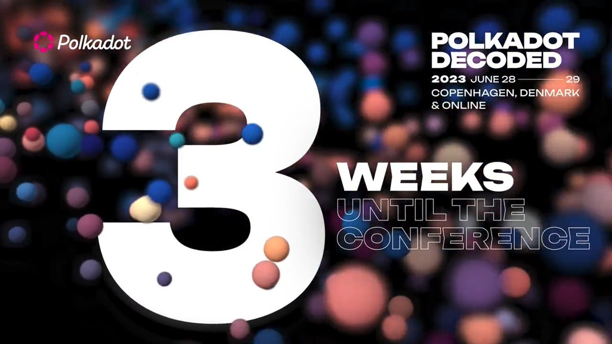 It's just 3 weeks before Polkadot Decoded 2023! Grab your free ticket now to get a first-hand glimpse of the present and future of the world's largest Web3 multichain ecosystem. 📅June 28-29 📍In-person & online experience To check the full program: