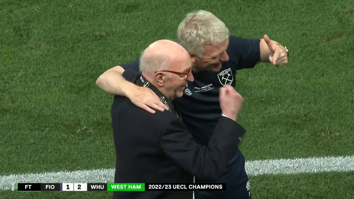 "You don't get many moments like this!" 🙌 David Moyes talks celebrating with his 87-year-old father after West Ham's win in Europe! ❤️ #UECLfinal