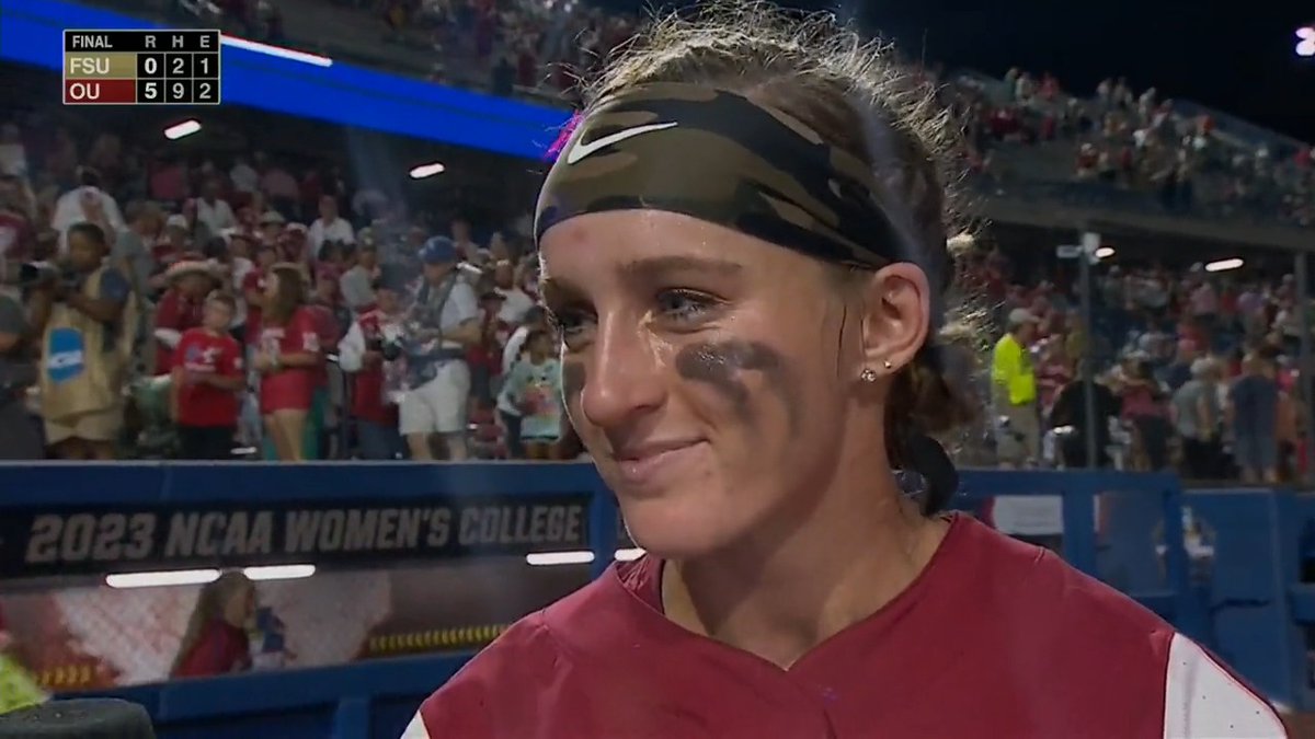 "Be fast, I guess, I don't know." 🤷‍♀️ Jordyn Frahm makes pitching and pinch running seem casual! #WCWS x 🎥 ESPN / Oklahoma Softball