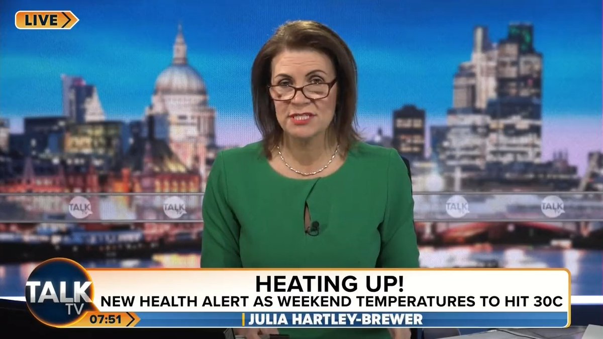 Julia slams the Met Office's heat-health warning over this weekend. “Brace yourself folks, have a sit down before I tell you this. In some parts of the country temperatures may reach 30C. I know, I’m as horrified, scared, terrified and bewildered as you are!” Julia Hartley-Brewer