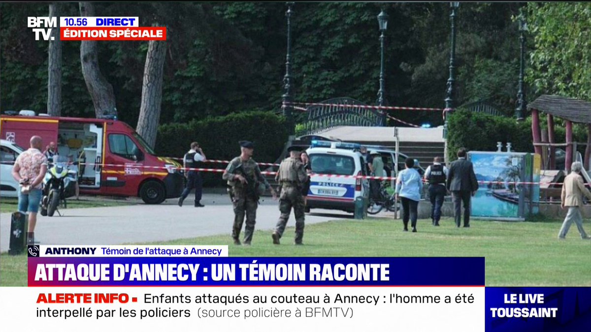 💬 "Je vois qu'il fonce tout droit sur un papy" Un témoin décrit l'attaque au couteau qui est survenue ce jeudi matin dans un parc à Annecy