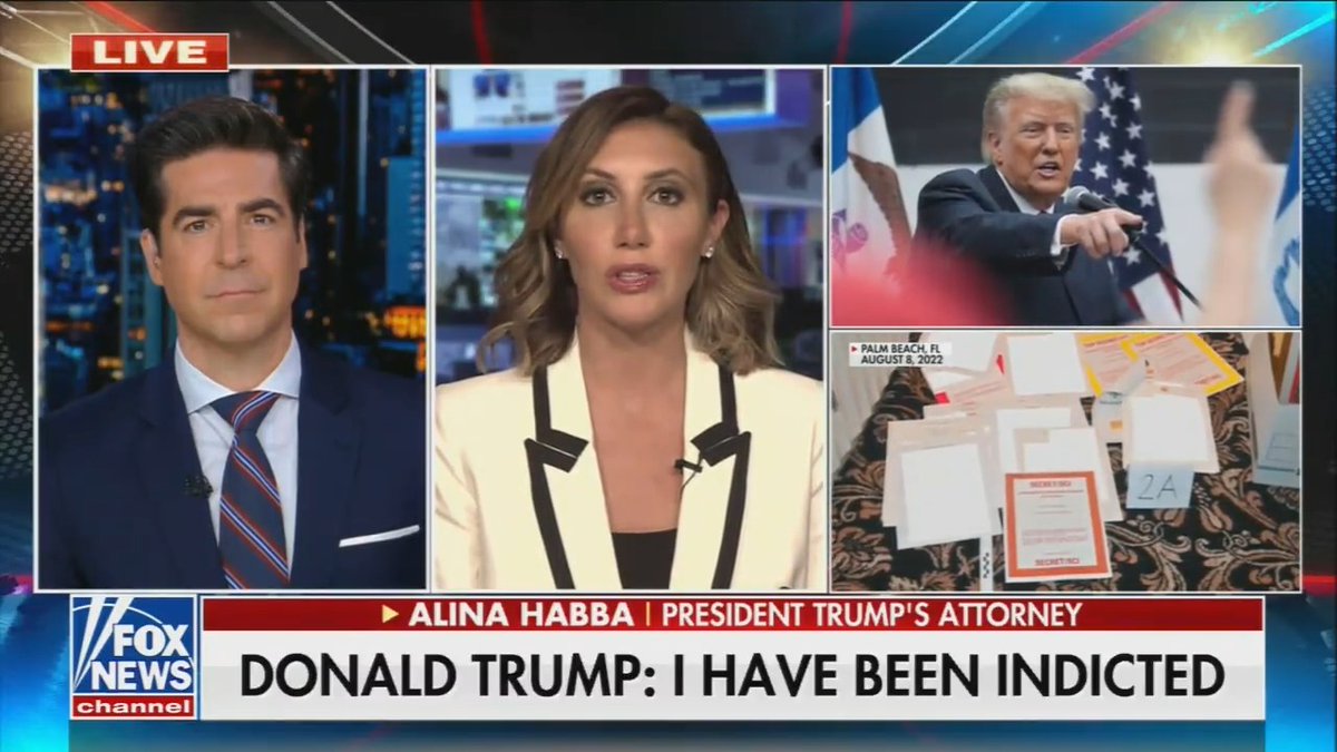 “When your name is Donald Trump ... you're going to get hit hard, you are going to get indicted until you can't take it anymore.” — Trump attorney Alina Habba says “nothing happens” to people like Hillary Clinton, Joe Biden & Barack Obama, all of whom she claims committed crimes