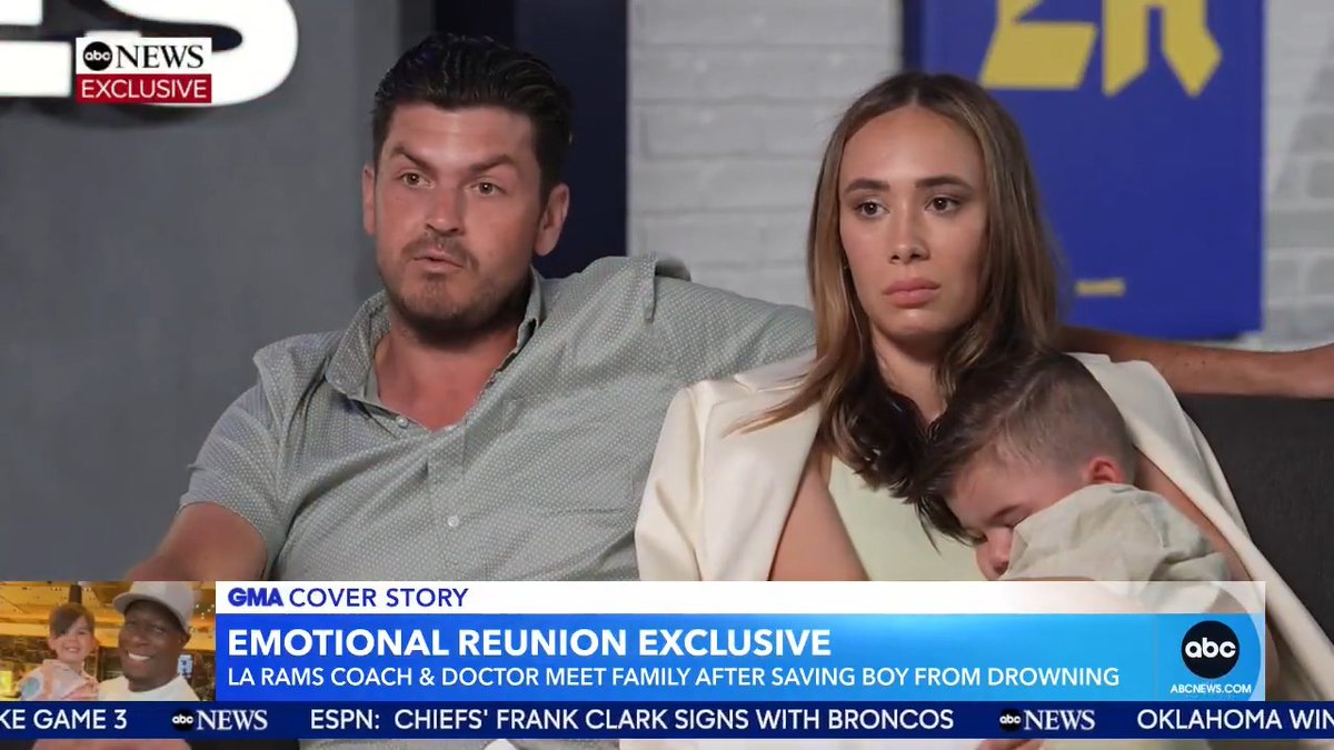EXCLUSIVE: Los Angeles Rams coach and doctor reunite with family after saving little boy from drowning: "Truly a miracle." @mattgutmanabc reports.