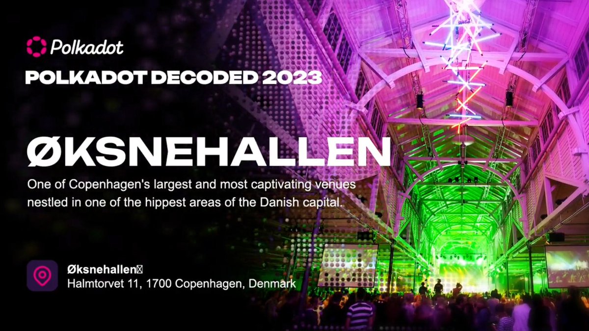 Online or on-site? The choice is yours at #PolkadotDecoded! Mark your calendar for June 28-29, and meet Øksnehallen, the venue hosting Polkadot's flagship conference this year. To learn more about the physical part of the event in Denmark, Copenhagen ➡️