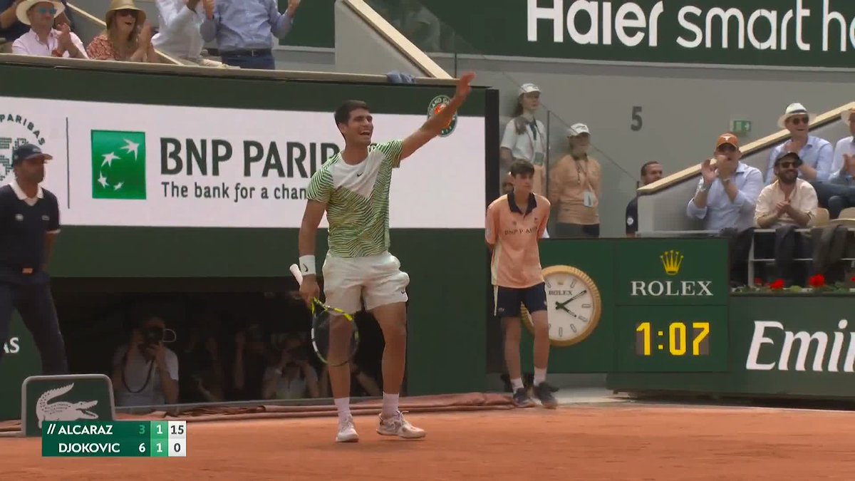 In Novak voice: NOT TOO BAD 🤯 #RolandGarros | Carlos Alcaraz