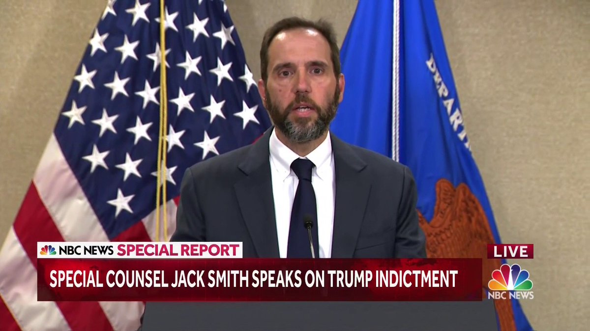 "We have one set of laws in this country, and they apply to everyone." Special Counsel Jack Smith's full statement following Trump's indictment. Latest: