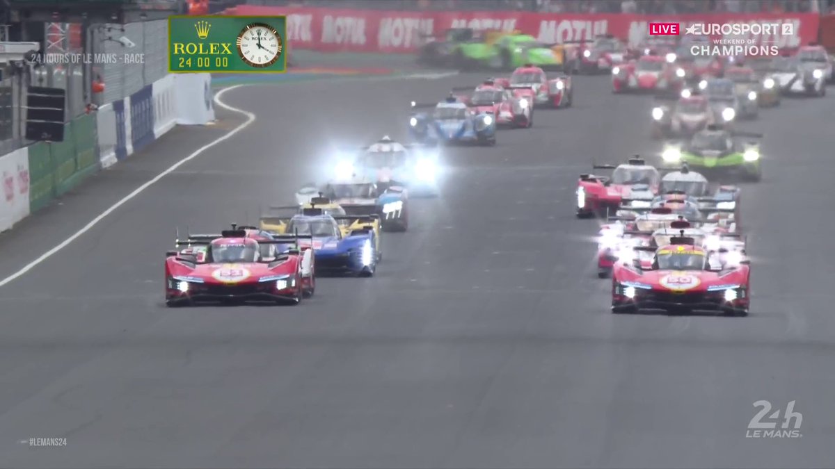 ๐จ ๐๐ ๐๐๐๐๐๐๐ | ยกArrancan las horas 2โฃ4โฃ horas de Le Mans! ๐ฅ El Ferrari de Miguel Molina defiende la pole ante la mirada de LeBron James ๐ Javier Rubio ๐ Tomรกs Saldaรฑa ๐บ En Eurosport.es 2โฃ y la APP de Eurosport. #LeMans24 | #findesemanadecampeones