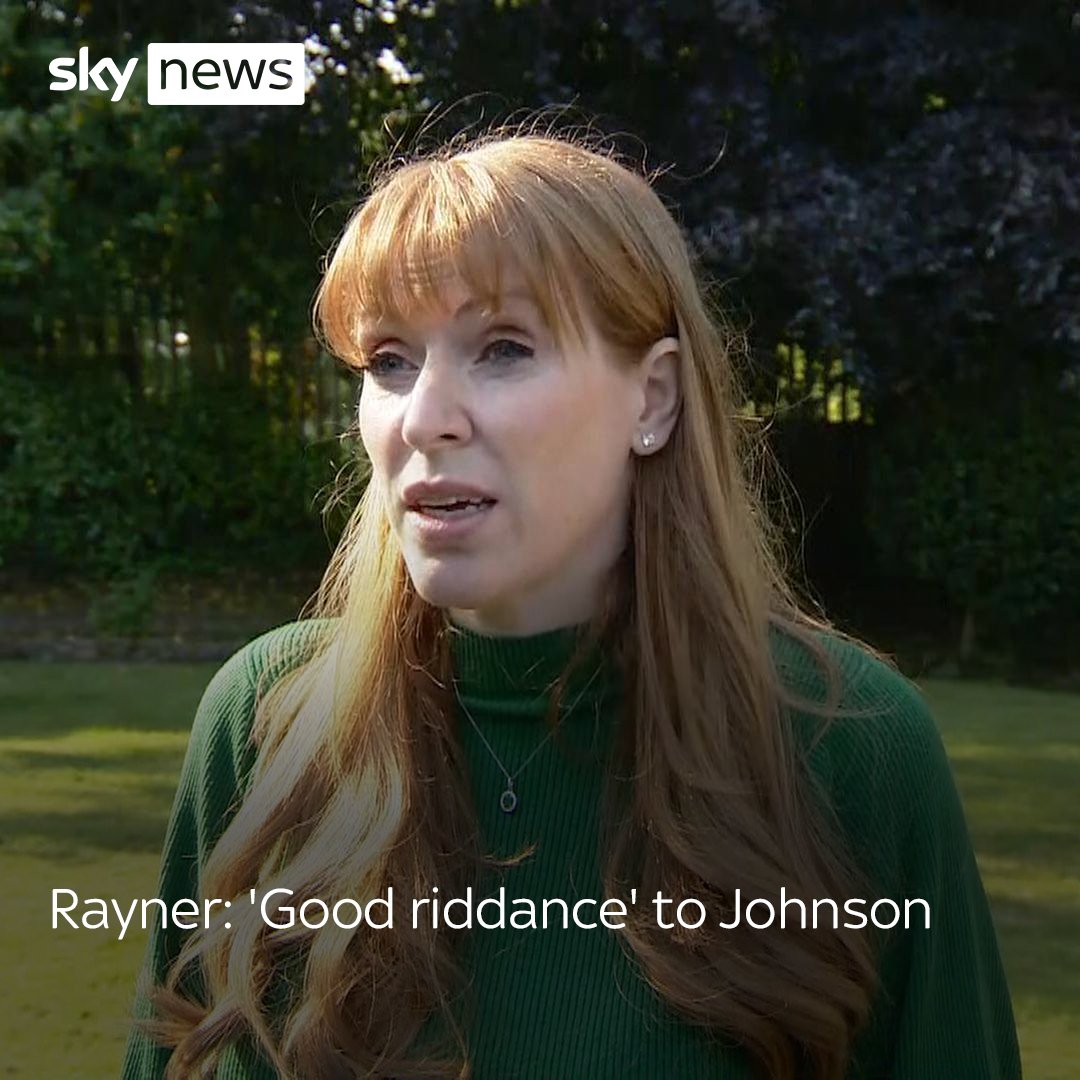 "He's an absolute disgrace." Labour deputy leader Angela Rayner says "good riddance" to Boris Johnson, following his resignation as an MP. Politics latest:
