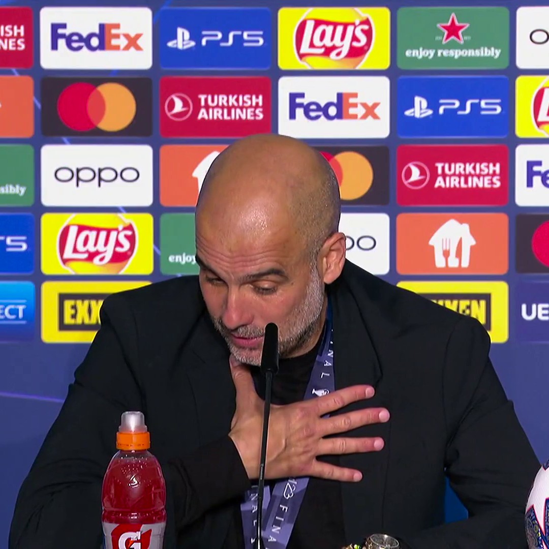 🗣️ "It’s an honour to be alongside him." Manchester City head coach Pep Guardiola shows his appreciation toward Sir Alex Ferguson after receiving a supportive message from him ahead of the final. 💬🤝