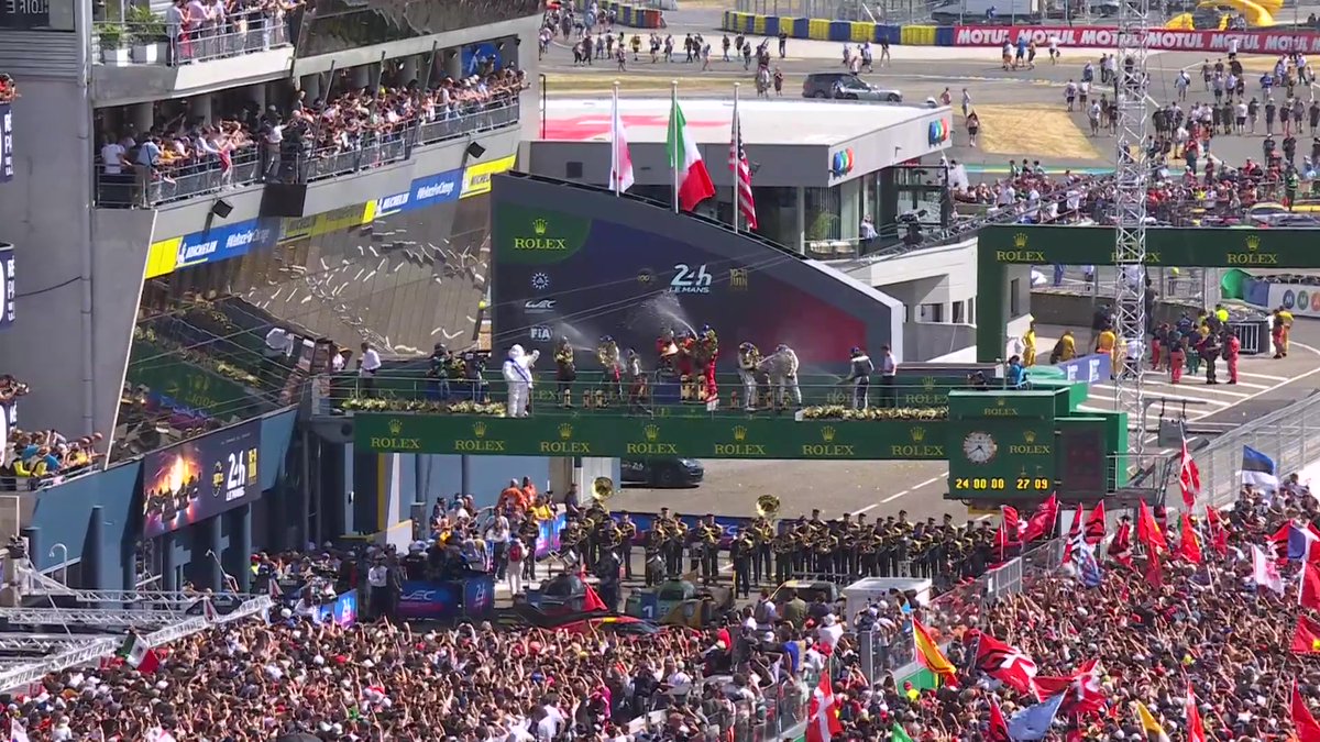 FERRARI MAKE HISTORY. 🇮🇹 Champaign shower ! 🥂 #LeMansCentenary