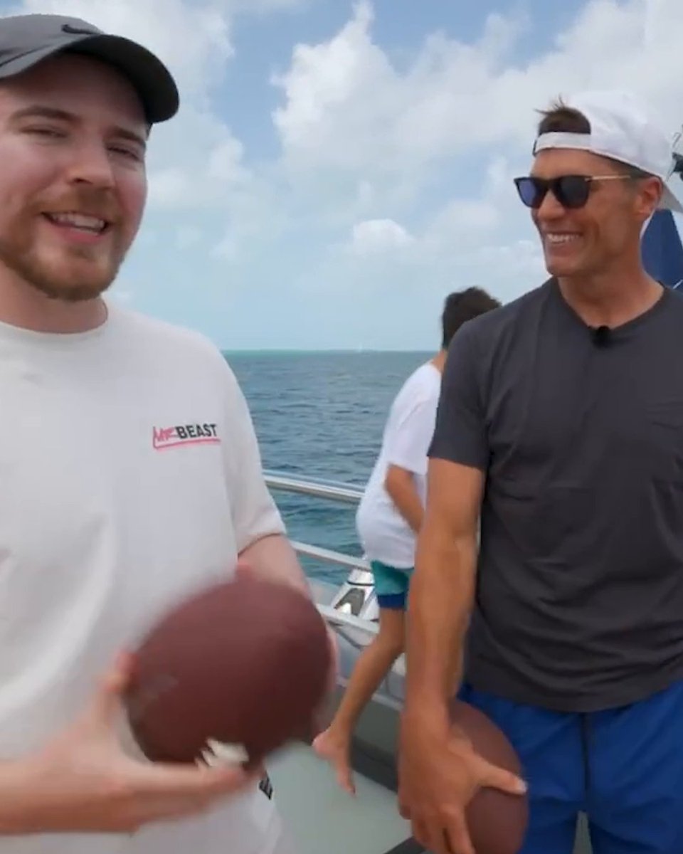 Tom Brady knocked Mr. Beast's drone out of the sky on a $300M yacht 🎯 (via MrBeast)